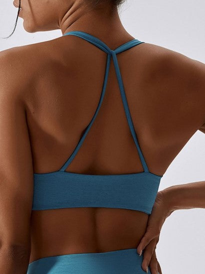 Twisted Padded Strap Back Sports Bra